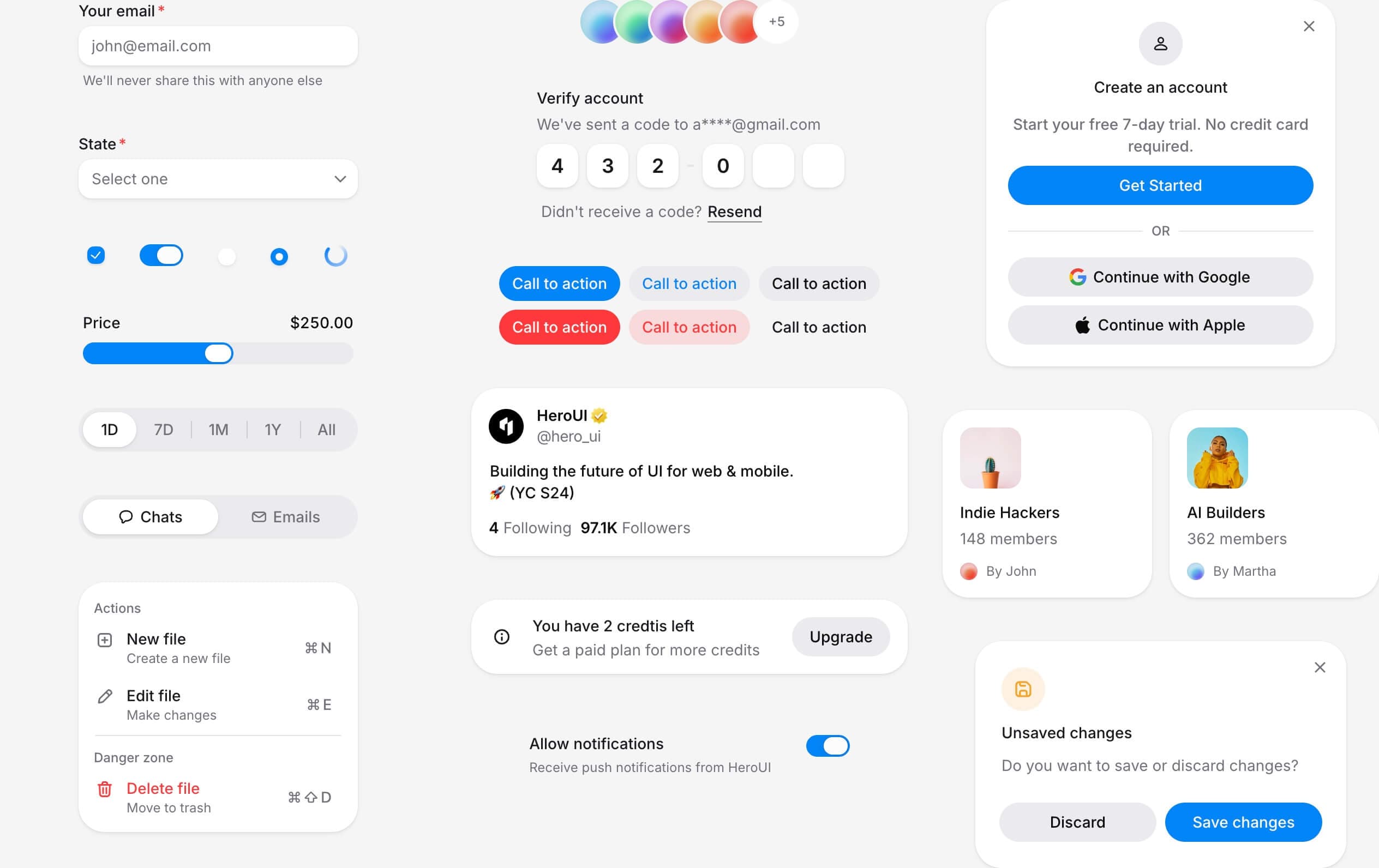HeroUI components preview